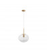 Maeve 28cm Globe Pendant Ceiling Light Clear Glass White Cord Brass Gold Metal LED E27-1