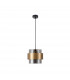 Sianna 18cm Cylindrical Pendant Ceiling Light Smoke Glass Brass Gold Metal LED E27-1