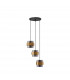 Sianna 3 Light Bar Pendant Ceiling Light Smoke Glass Brass Gold Metal LED E27-1