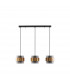 Sianna 3 Light Bar Pendant Ceiling Light Smoke Glass Brass Gold Metal LED E27-1
