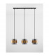 Sianna 3 Light Bar Pendant Ceiling Light Smoke Glass Brass Gold Metal LED E27-3