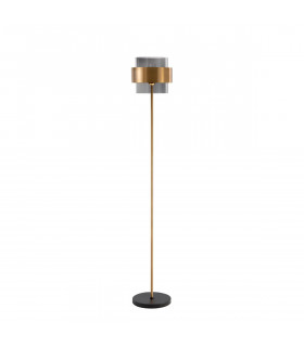 Sianna 25cm Floor Lamp with Shade Smoke Glass Brass Gold Metal LED E27-1