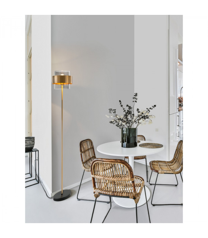 Sianna 25cm Floor Lamp with Shade Smoke Glass Brass Gold Metal LED E27-2