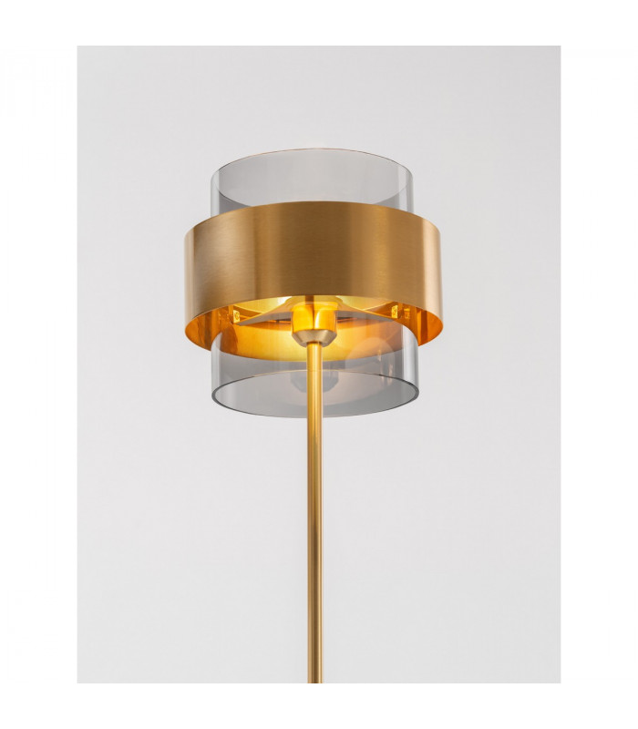 Sianna 25cm Floor Lamp with Shade Smoke Glass Brass Gold Metal LED E27-5