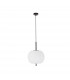Lato 30cm Globe Pendant Ceiling Light Black Metal Opal Glass LED E27-1