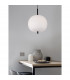 Lato 30cm Globe Pendant Ceiling Light Black Metal Opal Glass LED E27-2