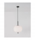 Lato 30cm Globe Pendant Ceiling Light Black Metal Opal Glass LED E27-4