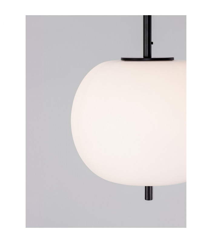 Lato 30cm Globe Pendant Ceiling Light Black Metal Opal Glass LED E27-7