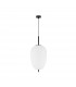 Lato 27cm Globe Pendant Ceiling Light Black Metal Opal Glass LED E27-1
