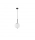 Lato 18.5cm Globe Pendant Ceiling Light Black Metal Opal Glass LED E14-1