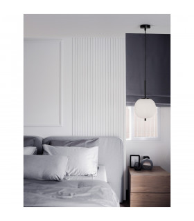 Lato 18.5cm Globe Pendant Ceiling Light Black Metal Opal Glass LED E14-2