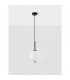 Lato 18.5cm Globe Pendant Ceiling Light Black Metal Opal Glass LED E14-4