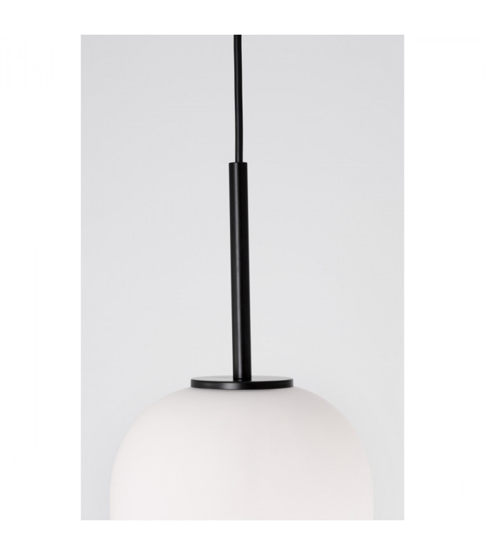 Lato 18.5cm Globe Pendant Ceiling Light Black Metal Opal Glass LED E14-6