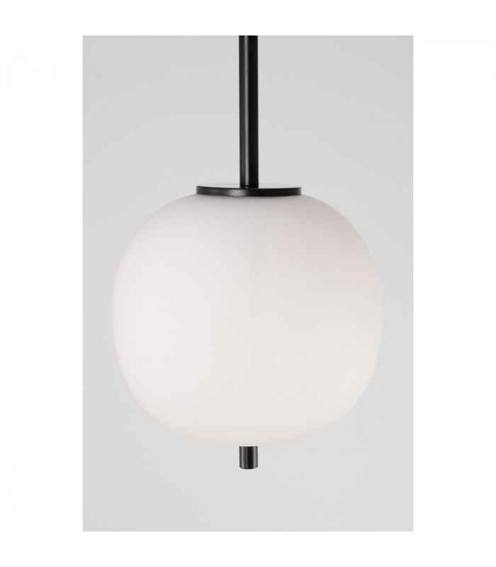 Lato 18.5cm Globe Pendant Ceiling Light Black Metal Opal Glass LED E14-7