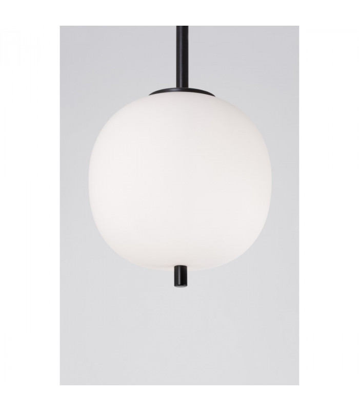 Lato 18.5cm Globe Pendant Ceiling Light Black Metal Opal Glass LED E14-8