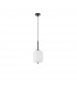 Lato 16.5cm Globe Pendant Ceiling Light Black Metal Opal Glass LED E14-1
