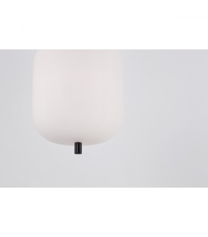 Lato 16.5cm Globe Pendant Ceiling Light Black Metal Opal Glass LED E14-4