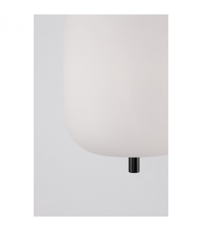 Lato 16.5cm Globe Pendant Ceiling Light Black Metal Opal Glass LED E14-5