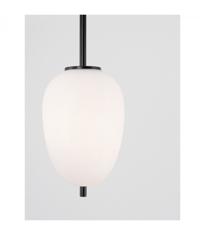 Lato 15.8cm Globe Pendant Ceiling Light Black Metal Opal Glass LED E14-5