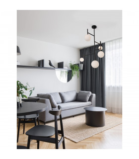 Licato 5 Light Globe Ceiling Light Opal Glass Sandy Black Aluminium LED G9-2