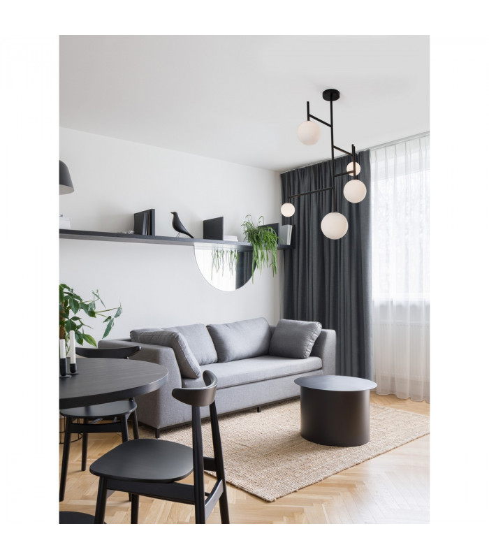 Licato 5 Light Globe Ceiling Light Opal Glass Sandy Black Aluminium LED G9-2