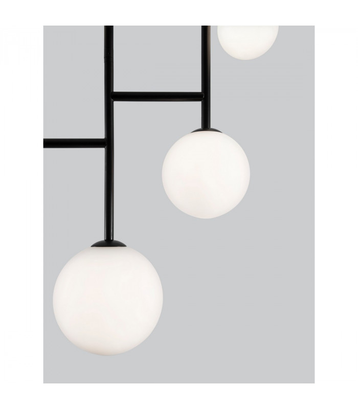 Licato 5 Light Globe Ceiling Light Opal Glass Sandy Black Aluminium LED G9-5