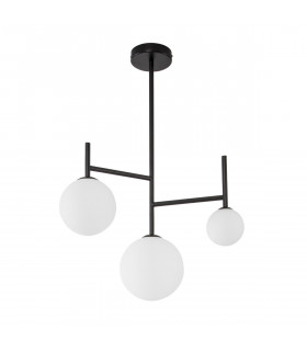 Licato 3 Light Globe Ceiling Light Opal Glass Sandy Black Aluminium LED G9-1
