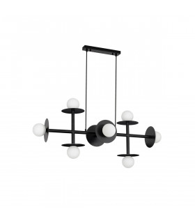 Pielo 8 Light Multi Arm Pendant Ceiling Light Sandy Black Metal Opal Glass LED G9-1