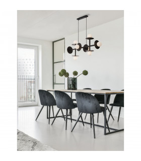 Pielo 8 Light Multi Arm Pendant Ceiling Light Sandy Black Metal Opal Glass LED G9-2
