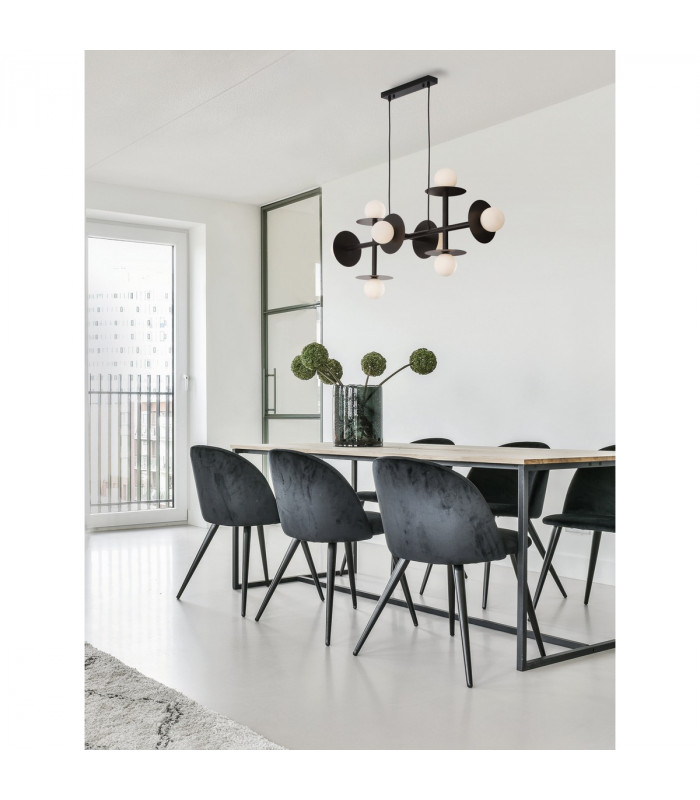 Pielo 8 Light Multi Arm Pendant Ceiling Light Sandy Black Metal Opal Glass LED G9-2