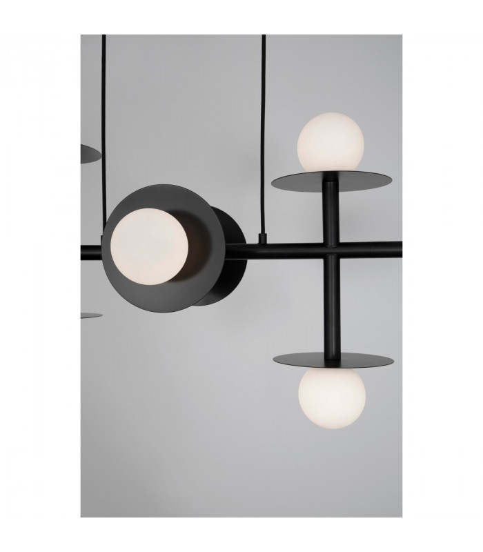 Pielo 8 Light Multi Arm Pendant Ceiling Light Sandy Black Metal Opal Glass LED G9-4