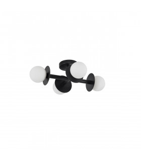 Pielo 4 Light Globe Ceiling Light Sandy Black Metal Opal Glass LED G9-1