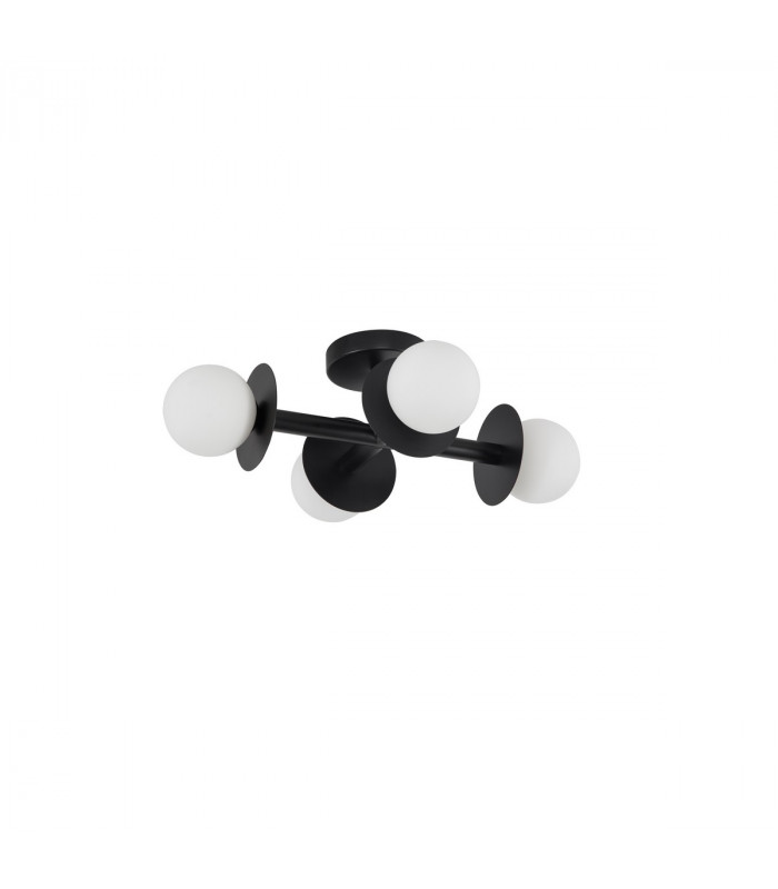 Pielo 4 Light Globe Ceiling Light Sandy Black Metal Opal Glass LED G9-1
