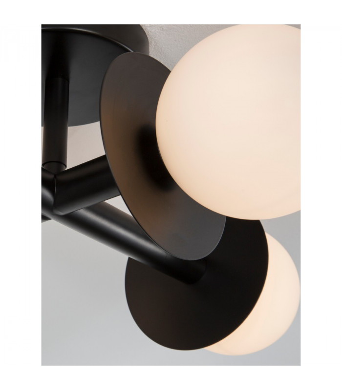 Pielo 4 Light Globe Ceiling Light Sandy Black Metal Opal Glass LED G9-5