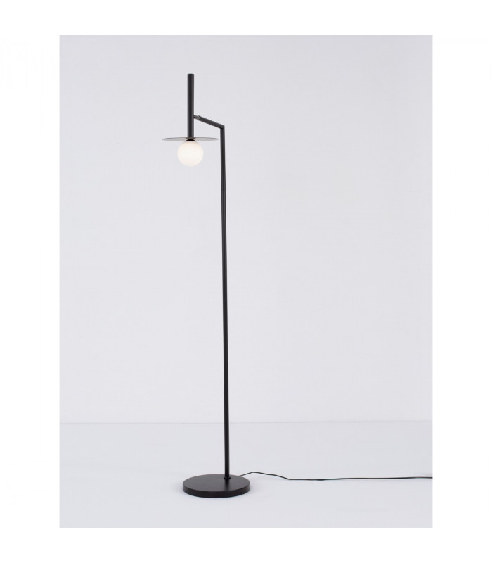 Pielo Task Floor Lamp Sandy Black Metal Opal Glass LED G9I-3