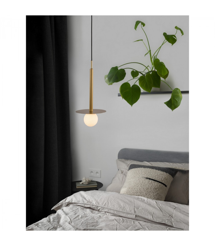 Pielo Globe Pendant Ceiling Light Brass Gold Metal Opal Glass LED G9W 1x5W-2
