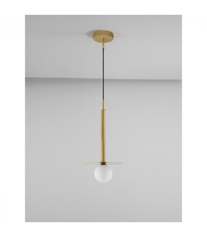 Pielo Globe Pendant Ceiling Light Brass Gold Metal Opal Glass LED G9W 1x5W-3