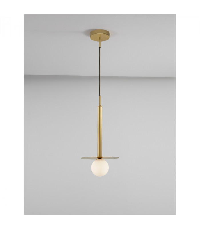 Pielo Globe Pendant Ceiling Light Brass Gold Metal Opal Glass LED G9W 1x5W-4