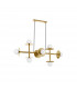 Pielo 8 Light Multi Arm Pendant Ceiling Light Brass Gold Metal Opal Glass LED G9-1