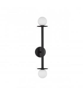 Pielo 2 Light Wall Lamp Sandy Black Metal Opal Glass LED G9-1