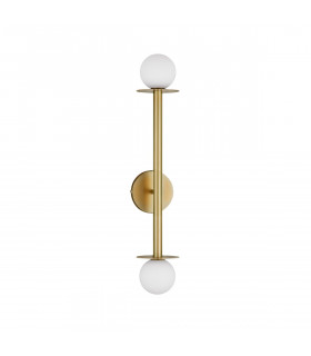 Pielo 2 Light Wall Lamp Brass Gold Metal Opal Glass LED G9-1