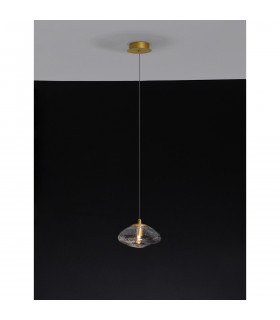 King 16cm Dome Pendant Ceiling Light Brass Gold Metal Blown Clear Glass LED G9-2