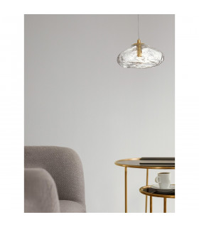 King 20cm Dome Pendant Ceiling Light Brass Gold Metal Blown Clear Glass LED G9-2