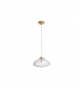 King 26cm Dome Pendant Ceiling Light Brass Gold Metal Blown Clear Glass LED G9-1