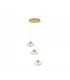 King 3 Light Cluster Pendant Ceiling Light Brass Gold Metal Blown Clear Glass LED G9-1