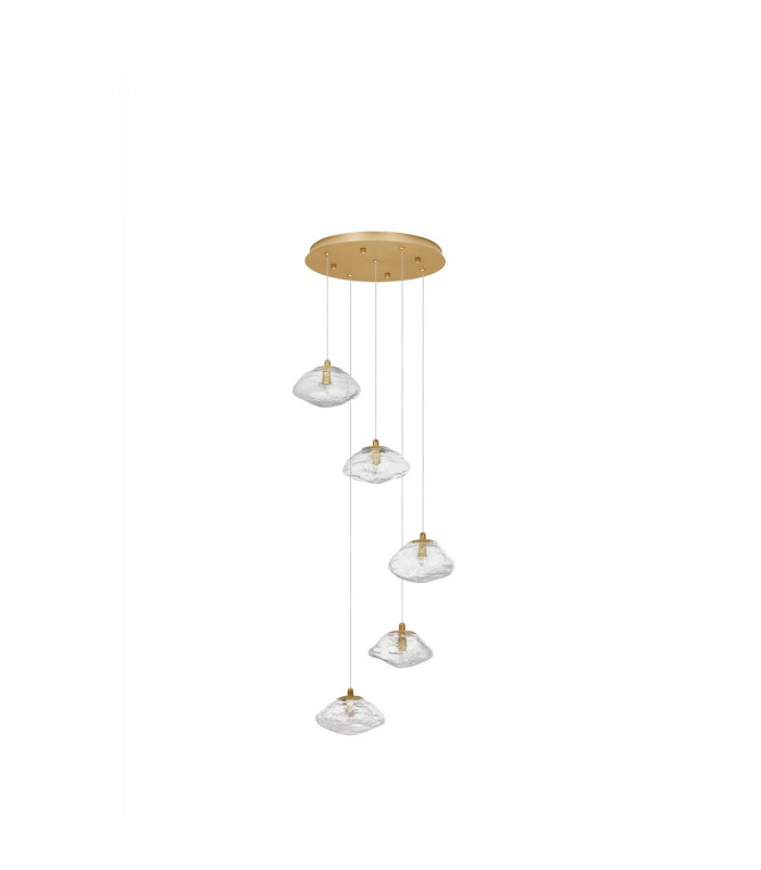 King 3 Light Cluster Pendant Ceiling Light Brass Gold Metal Blown Clear Glass LED G9-1