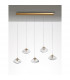 King 5 Light Bar Pendant Ceiling Light Brass Gold Metal Blown Clear Glass LED G9-3