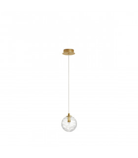 Coen 12cm Globe Pendant Ceiling Light Brass Gold Metal Clear Glass LED G9-1