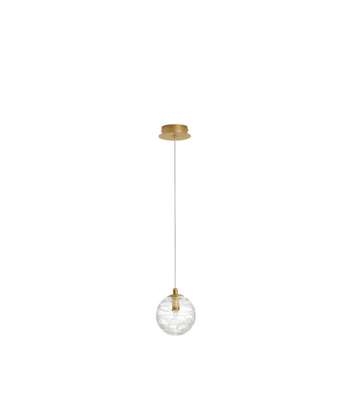 Coen 12cm Globe Pendant Ceiling Light Brass Gold Metal Clear Glass LED G9-1