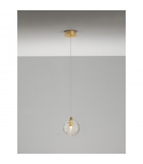 Coen 12cm Globe Pendant Ceiling Light Brass Gold Metal Clear Glass LED G9-2